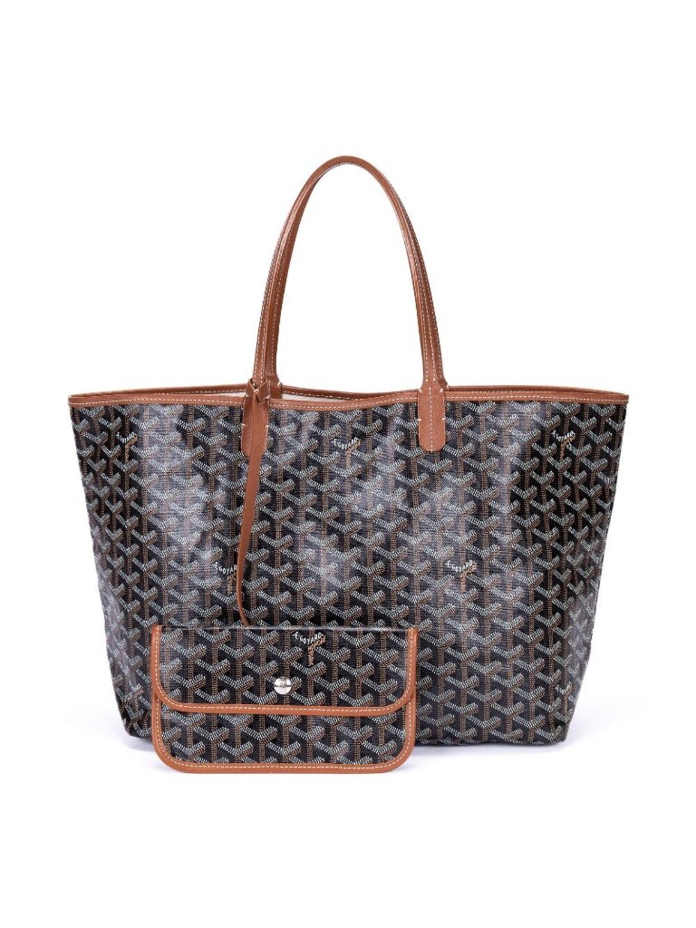Goyard St Louis Black Brown Din Canvas Shoulder Bag